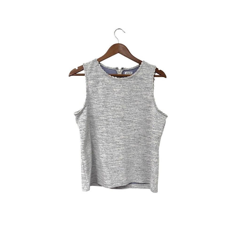 J.Crew Womens Preppy Classic Tweed Versatile Blue & White Sleeveless Top Size L